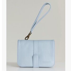 Wanderers Travel Co Crossbody The Milano Small Clutch Sky Blue Leather Bag NWT